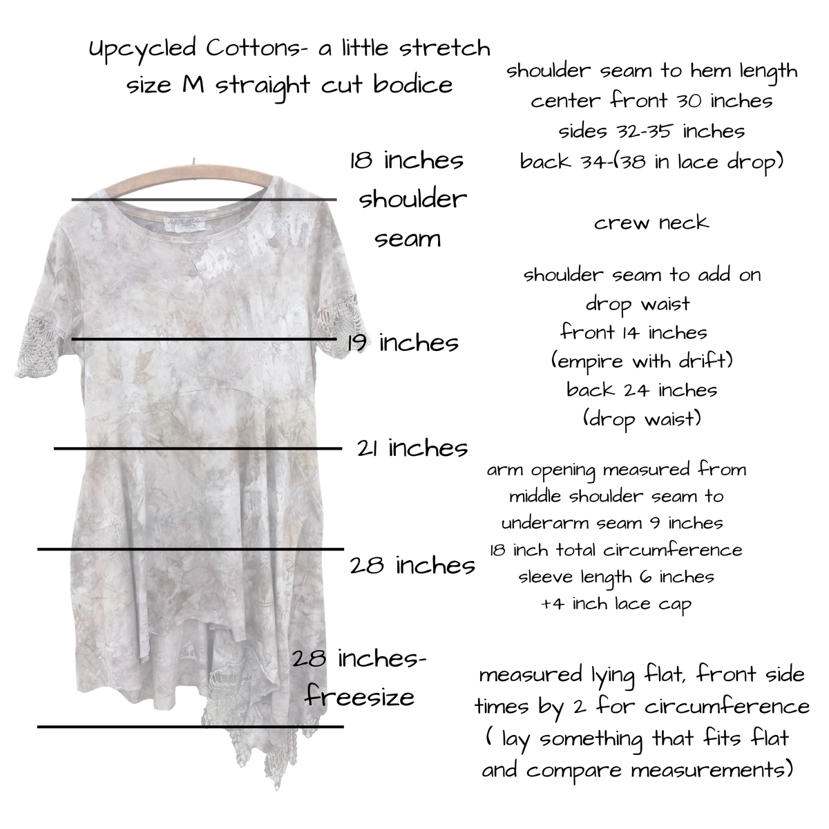 S-M Tunic hi-low lace back-hemline accent