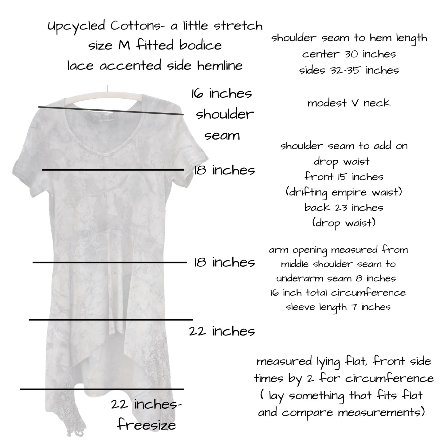 S-M Tunic high-low long sides lace accent side hemline